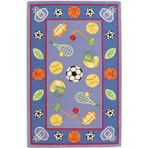  Kidding Around Blue / Red Lets Play Ball Kids Rug Size 3 