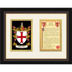 Miller Genealogy Coat of Arms Frame Cherry with Gold Accent 10.5 X 13 
