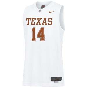 Nike Elite Texas Longhorns #14 White Twilled Basketball Jersey  