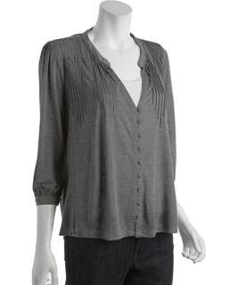Soft Joie dark heather grey jersey Twyla button front t shirt