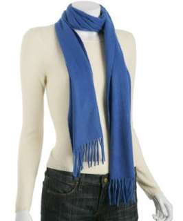 Kashmere royal blue cashmere fringed scarf  