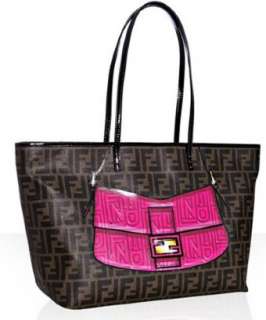 style #307223101 black patent trim zucca spalmati pink handbag large 