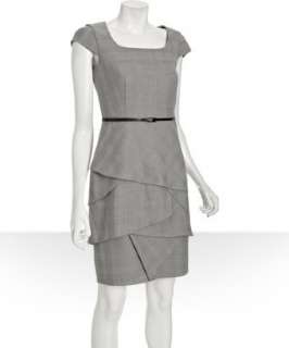 Calvin Klein grey plaid woven ruffle detail belted dress   up 