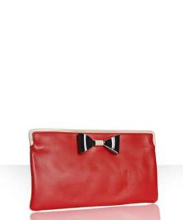 Chloe red leather bow flat clutch   