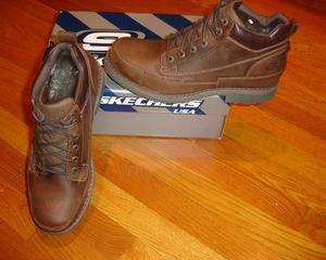 Skechers Mens Shockwaves Regions Leather Brown Boots SIZES NIB NEW 