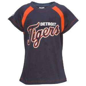  Majestic Detroit Tigers Youth Girls Navy Blue Crew T shirt 