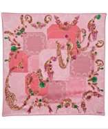 style #314004201 pink logo and animal print silk square scarf