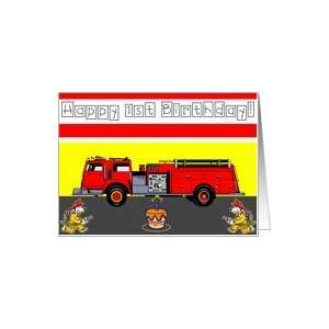  Happy 1st Birthday   Fire Truck Card Toys & Games