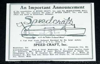   OLD MAGAZINE PRINT AD, SPEED CRAFT OUTBOARD RUNABOUT BOATS  
