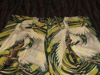 Colony Hotel Egret Swirl Vintage 30s Barkcloth Fabric Drape Panel 