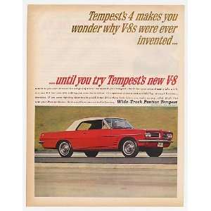  1963 Red Pontiac Tempest New V 8 Print Ad (20536)