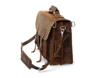   Full Grain Leather Briefcase Backpack Messenger Laptop Bag 18  