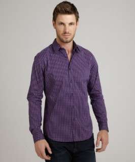 Theory purple plaid Zack Ps North Haven button front shirt   