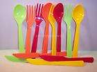 Set of 4 Forks, Spoons & Knives, Plastic Silverware, Travel, Picnic 