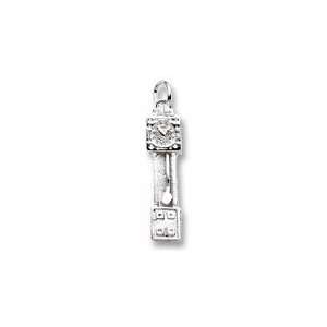  Grandfather Clock Charm in White Gold Jewelry