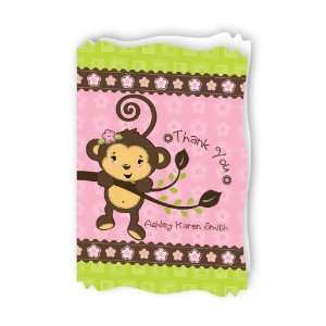  Monkey Girl   Personalized Baby Thank You Cards With 