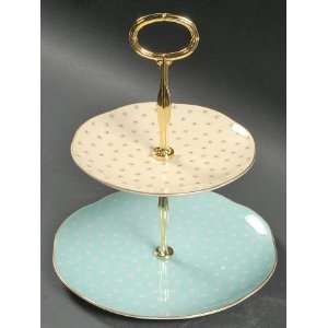  Wedgwood Harlequin Collection 2 Tiered Serving Tray (Tea 