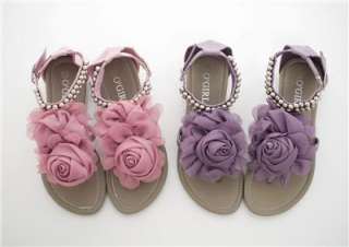 BN Romantic Rose T Strap Ankle Flat Gladiator Sandals Blue Beige Pink 