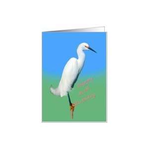 85th Birthday, Snowy Egret Bird, Religious Card