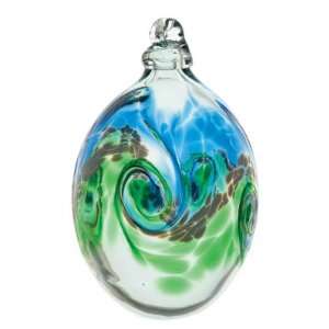  Kitras Art Glass Mini Easter EGG Blue & Green Hand blown Art 