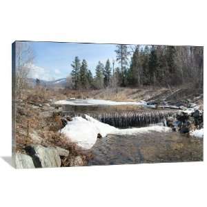  Winter Stream Waterfall   Gallery Wrapped Canvas   Museum 
