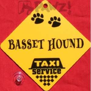  Basset Hound Dog Taxi Service Car Window Yellow Sign 