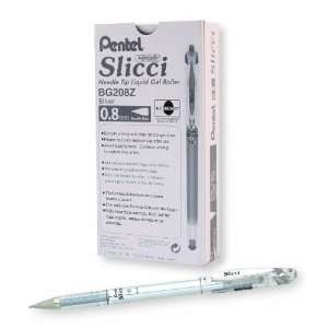 Pentel Arts Slicci Metallic 0.8 mm Needle Tip Gel Pen, Silver Ink, Box 