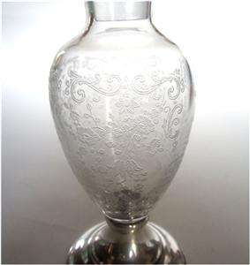 Cambridge Glass Chantilly Etch French Dressing Bottle Sterling Base 
