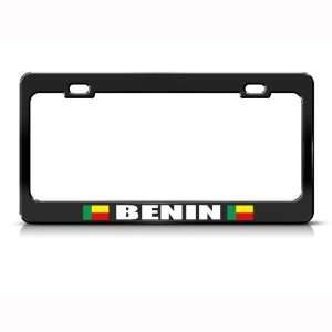 Benin Flag Black Country Metal License Plate Frame Tag Holder