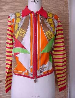 HERMES Jacket /Top Scarf print Vintage superb colours 4  