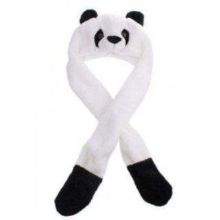 Panda Hat with Long Mittens Plushy Animal Cap