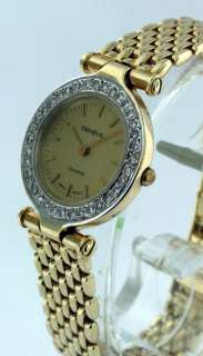 Geneve 14k Yellow Gold Diamond Ladies Vintage Watch  