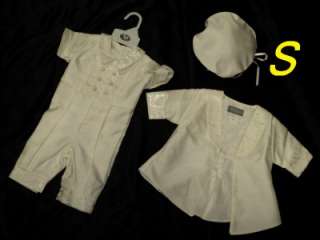 BABY BOYS 3PC Ivory Baptism Christening OUTFITS SUIT/OO/ Sz 3M,6M,12M 