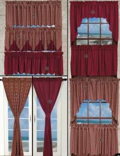   Check or Solid Window Curtain Panels, Swags, Tiers & Valances  