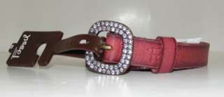   WOMENS RED LEATHER RHINESTONE SANGRIA BELT ONE SIZE S SMALL  