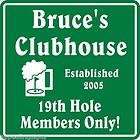   Custom Name Golf Golfing 19th Hole Clubhouse Gift Bar Sign #2