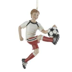 Club Pack of 12 Boy Kicking Soccer Ball Christmas Ornaments 4.5 