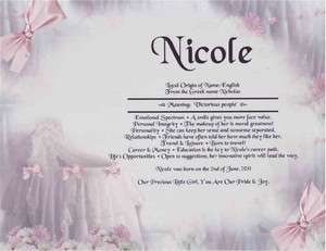 GORGEOUS BABY GIRL CRADLE NAME MEANING PRINT  