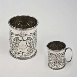  Childs Cup, Silverplate Chased Leaf & Scroll Design 