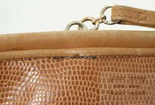 Fendi Vintage Cognac Brown Leather Lizard Embossed Crossbody Bag 