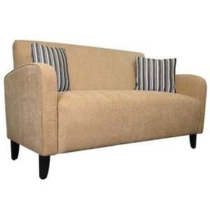   Chenille Microfiber Sofa, Beige with 2 Decorative Black Striped Throw