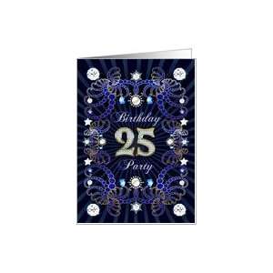  25th Birthday party invitation with a jewelled effect Card 