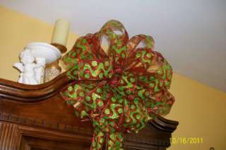 HUGE 19 CHRISTMAS TREE TOPPER~WREATH BOW WITH TAILS  