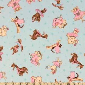  44 Wide Fanciful Friends Tossed Animals Aqua Fabric By 
