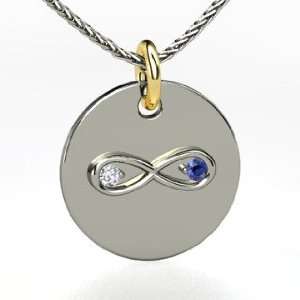 Infinite Love Pendant, 14K White Gold Necklace with Sapphire & Diamond