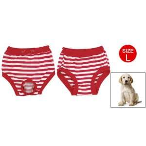    Red White Striped Sanitary Dog Pet Diaper Pants L