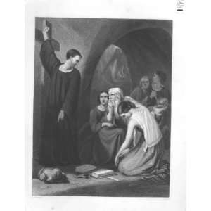  Early Christians At Devotions Antique Print Religion