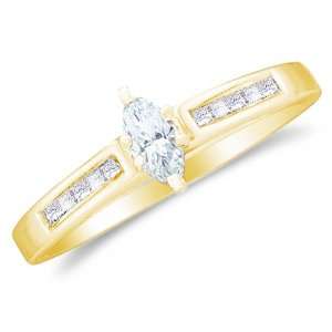Size 6   14K Yellow Gold Diamond Classic Traditional Engagement Ring 