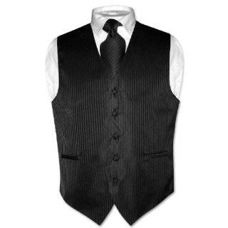 Mens BLACK Dress Vest and NeckTie Set for Suit or Tuxedo 