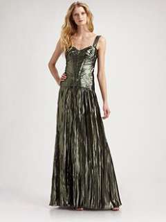 Alberta Ferretti   Metallic Pleated Gown